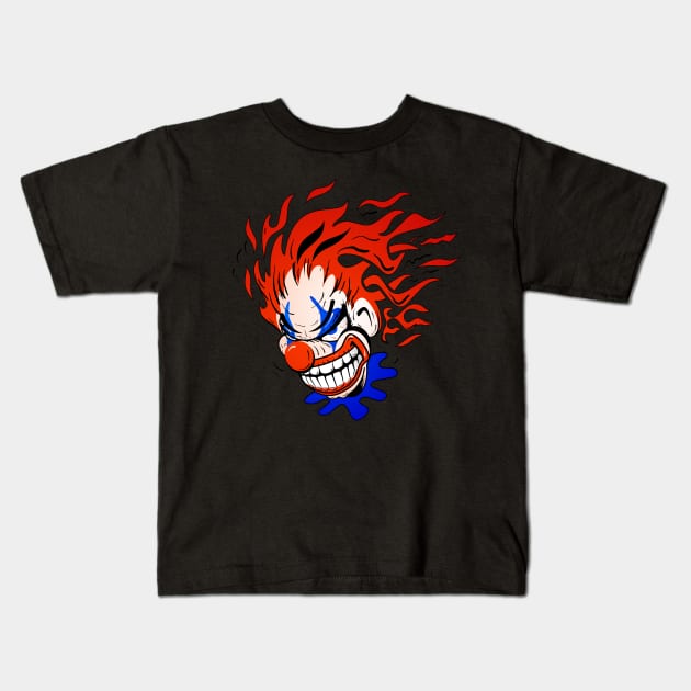 Psycho Crazy Clown Cartoon Kids T-Shirt by hobrath
